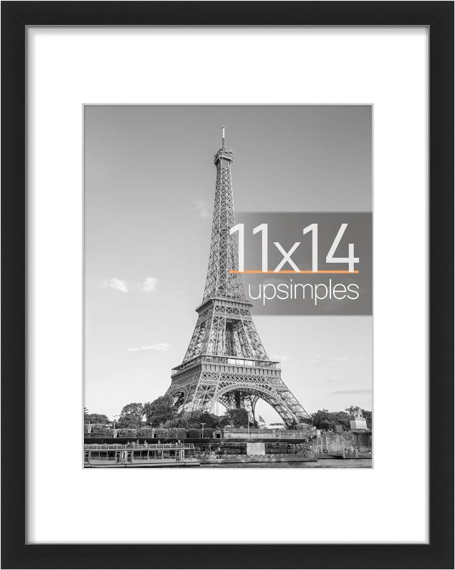 Photo 1 of ( PACK OF 2 ) upsimples 11x14 Picture Frame, Display Pictures 8x10 with Mat or 11x14 Without Mat, Wall Hanging Photo Frame, Black
