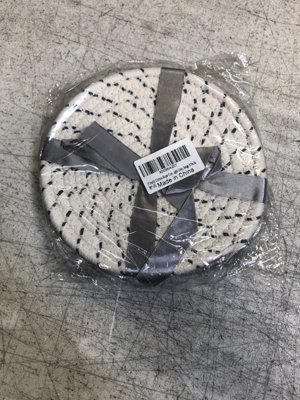 Photo 2 of (7 Inch) Cotton Rope Coasters ,Coasters for Drinks, Handmade Braided Coaster Set for Drinks Absorbent,Round Woven Placemats Set,Ideal for Table, Kitchen, Office (Dark Grey, Light Grey, Beige 3 Pack)