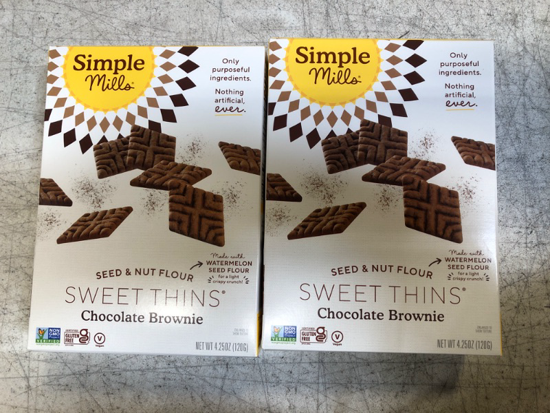 Photo 2 of +++PACK OF 2+++ Simple Mills Sweet Thins Cookies, Seed and Nut Flour, Chocolate Brownie - Gluten Free, Paleo Friendly, Healthy Snacks, 4.25 Ounce (Pack of 5) Chocolate 4.25 Ounce 