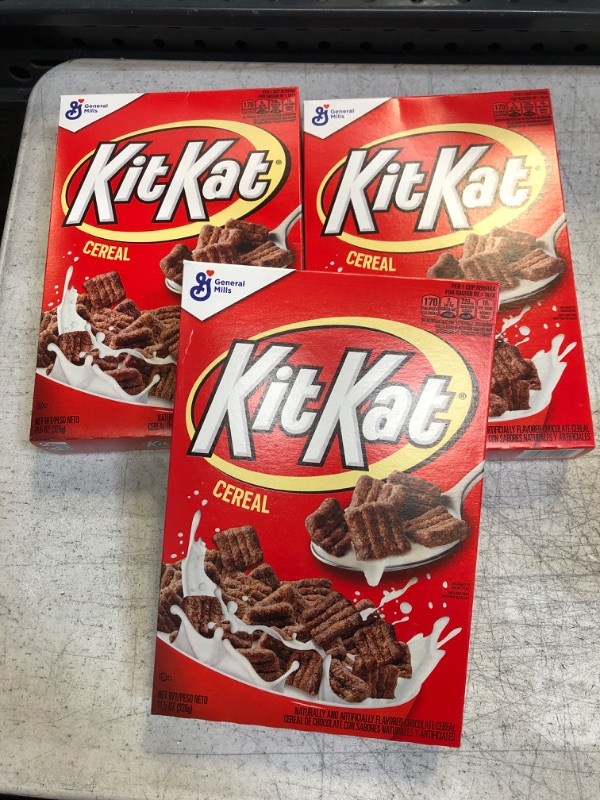 Photo 2 of ( PACK OF 3 ) General Mills KIT KAT Chocolatey Cereal, Breakfast Cereal Made with Whole Grain, 11.5 oz (BB 19FEB24)