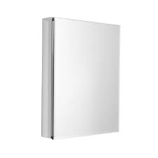 Photo 1 of 20 in. x 26 in. x 4.7 in Recessed or Surface Mount Beveled Mirror Medicine Cabinet in Aluminum
