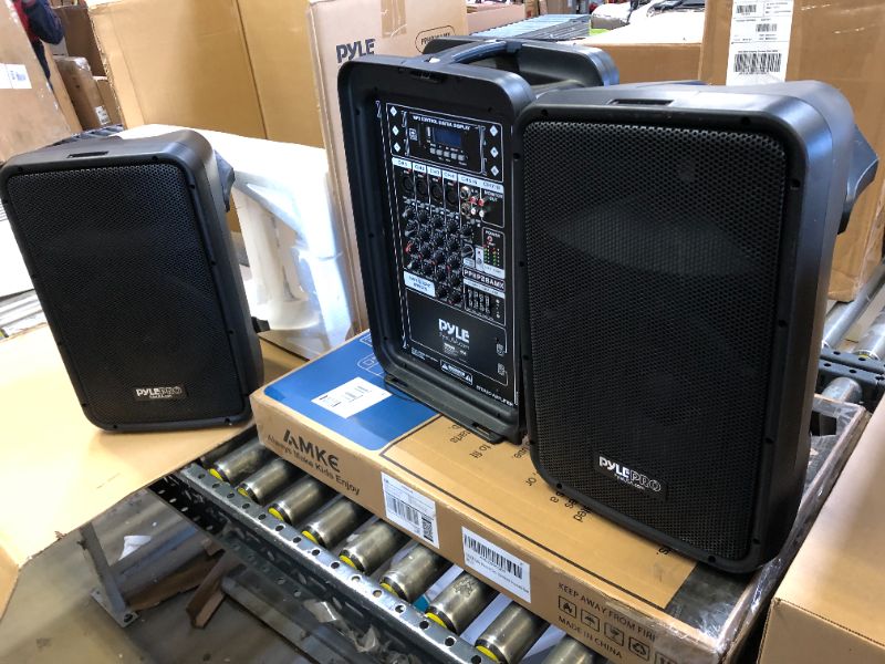 Photo 2 of Pyle PA Speaker DJ Mixer Bundle - 300 W Portable Wireless Bluetooth Sound System