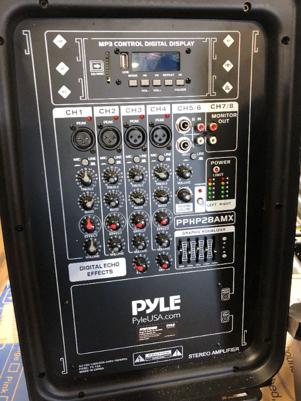 Photo 3 of Pyle PA Speaker DJ Mixer Bundle - 300 W Portable Wireless Bluetooth Sound System