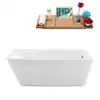 Photo 1 of 60 in. Acrylic Flatbottom Non-Whirlpool Bathtub in Glossy White with Brushed Nickel Drain and Overflow Cover
