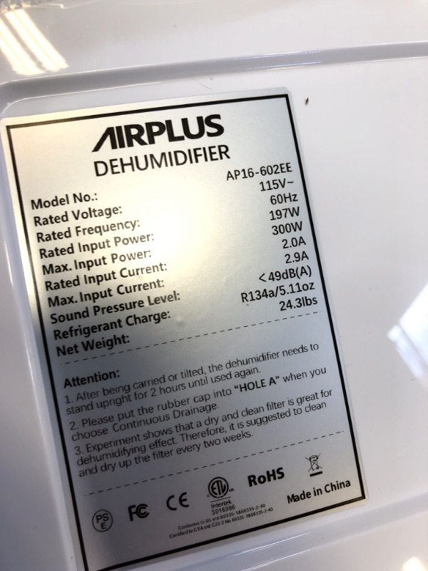 Photo 1 of 50 pt. 2,000 sq. ft. Dehumidifier with Bucket and Drain Hose for Bathroom, with Auto Defrost, Variable Speed (White)
