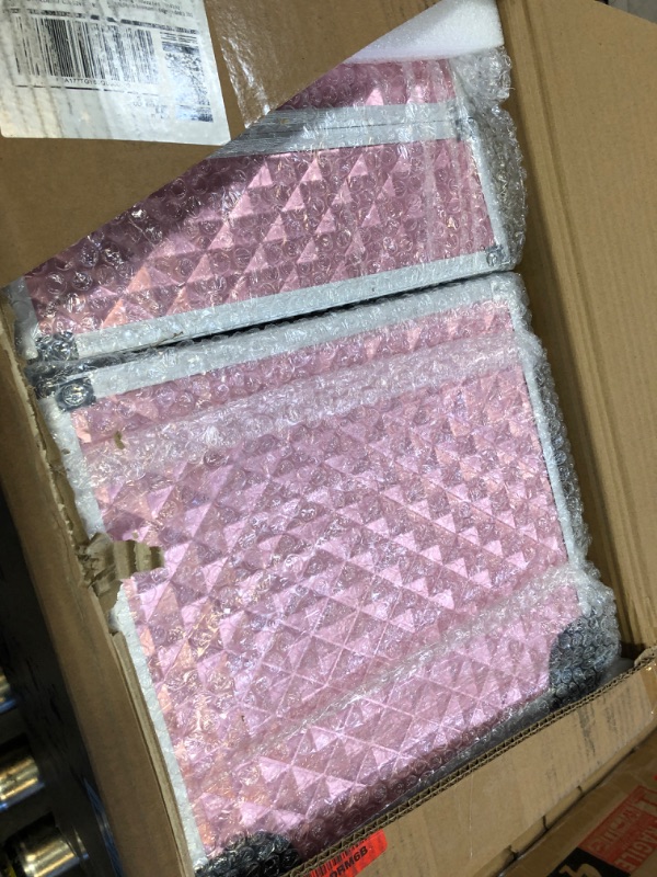 Photo 1 of Stagiant Rolling Makeup Train Case Large Storage Cosmetic Trolley 4 in 1 Large Capacity Trolley Makeup Travel Case with Key Swivel Wheels Salon Barber Case Traveling Cart Trunk Pink