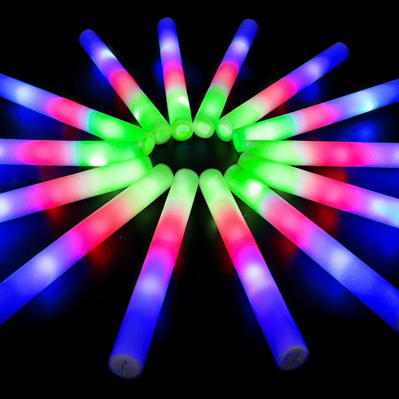 Photo 1 of  Foam Glow Sticks Bulk Pack 12 Glow Sticks Party Pack 12 Flashing Glow Party Supplies Light Up Foam Sticks for Wedding Concert Birthday Halloween Party Favors