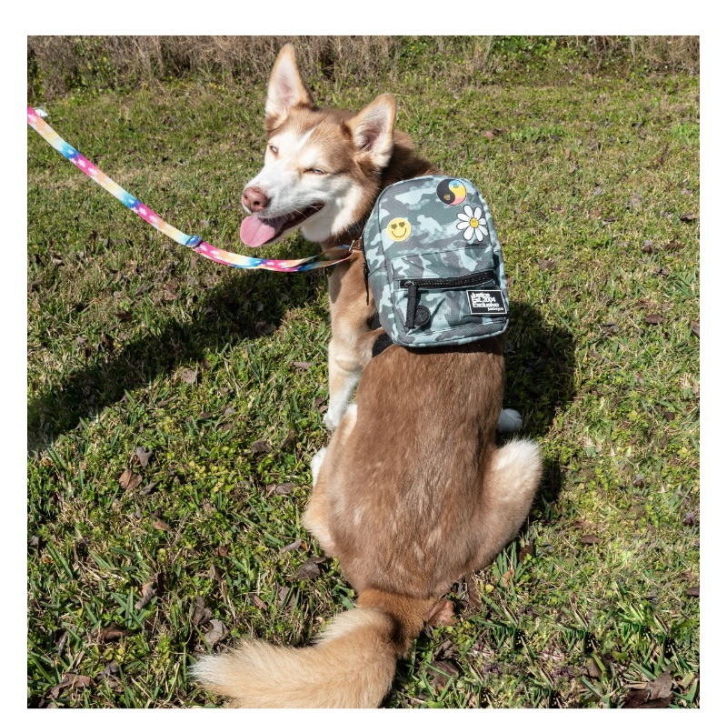 Photo 1 of Justice Pet Nylon Camo Wastebag Dispensing Backpack Harness, Green Camo, Medium/Large