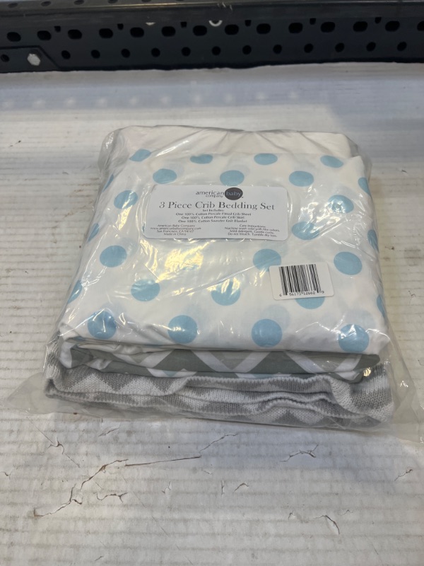 Photo 2 of American Baby Company 3 Piece Bedding Sets, Crib Bed with Sweater Knit Blanket, Fitted Crib Sheet, Crib Skirt