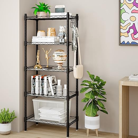 Photo 1 of  Shelf 5 Wier Metal Storage Rack Shelving Unit Organizer for Kitchen Laundry Garage Bathroom Pantry Closet Office(16.54" Wx11.81 Dx50 H,Black)