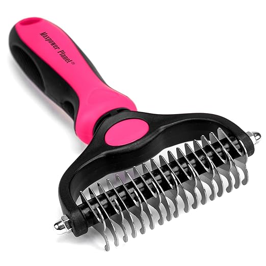 Photo 1 of 2 pcs    Maxpower Planet Pet Grooming Brush - Double Sided Shedding, Dematting Undercoat Rake for Dogs, Cats - Extra Wide Dog Grooming Brush, Dog Brush for Shedding, Cat Brush, Reduce Shedding by 95%, 