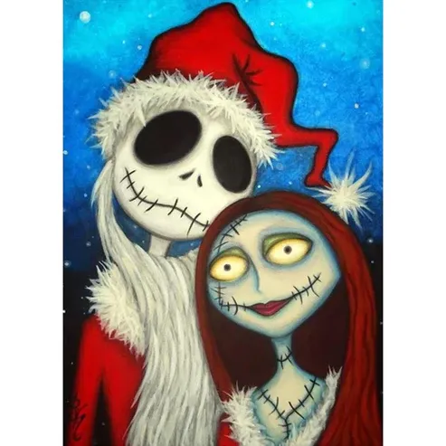 Photo 1 of 5D DIY Diamond Painting Kit - Full Round - Christmas Skull Couple