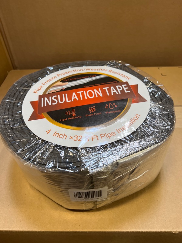 Photo 2 of 32.8ft Pipe Insulation Wrap Tape, 4 InchX32.8 Ft Pipe Insulation Wrap, Water Pipe Insulation Wrap for Winter Freeze Protection Insulation Tape Weather Resistant for Reduce Heat Loss