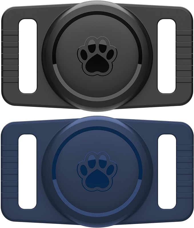 Photo 1 of Airtag Dog Collar Holder 2 Pack,Waterproof cat Collar Holder for Apple AirTag, Silicone Air Tags Case for Cat Dog Collars