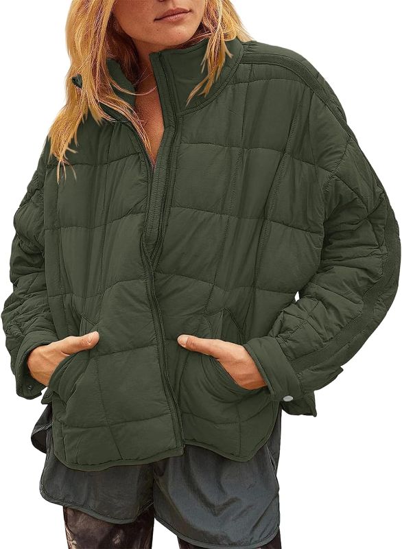 Photo 1 of  SMALL  Muchpow Women's Lightweight Down Coat Long Sleeve Full Zipper Oversized Packable Short Puffer Jackets