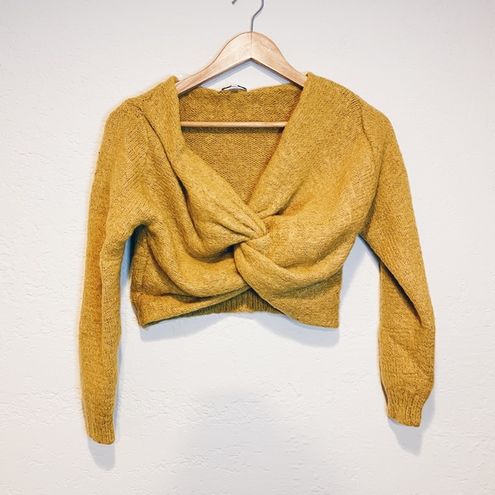 Photo 1 of 
Woven Heart Yellow Crop Sweater - Size MED 