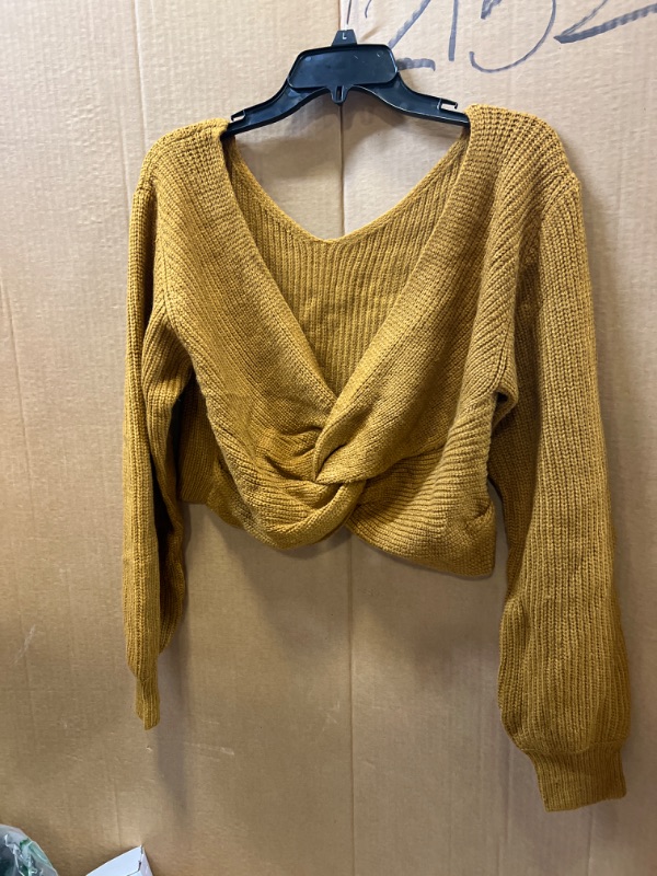 Photo 2 of 
Woven Heart Yellow Crop Sweater - Size MED 