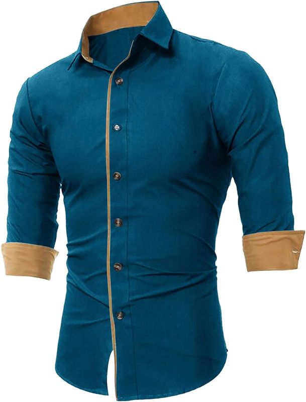 Photo 1 of 2XL JMIERR Men's Casual Dress Shirt Button Down Long Sleeve Shirts Stretch Buiness Cotton Slim-Fit Shirts