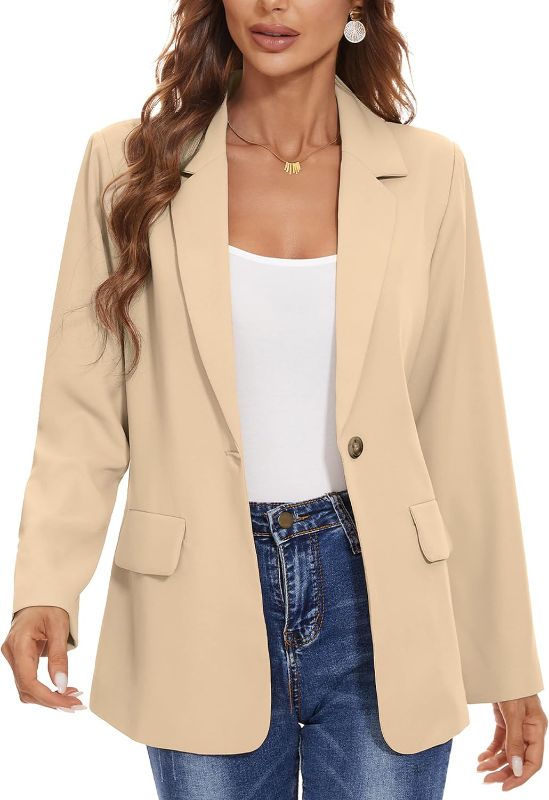 Photo 1 of    size med -  Womens Casual Blazers Long Sleeve Work Office Jackets Open Front Notch Lapel Collar Blazers Jacket with Pockets