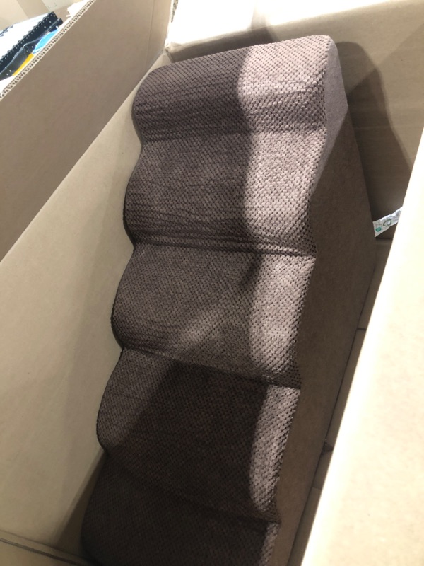 Photo 1 of EHEYCIGA Dog Stairs for High Beds, 5-Step Dog Steps for Small Dogs and Couch, Pet Stairs for Small Dogs and Cats, and High Bed Climbing, Non-Slip Balanced Dog Indoor Step, Brown, 2/3/4/5 Steps Fleece Brown 5-Step