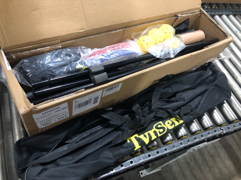 Photo 1 of Portable Pickleball Badminton Net Set, TYRSEN 17FT Adjustable Heights All-in-One Net w/4 Pickleball Paddles 4 Badminton Rackets, Freestanding Pickleball Badminton Net for Backyard Family Sports