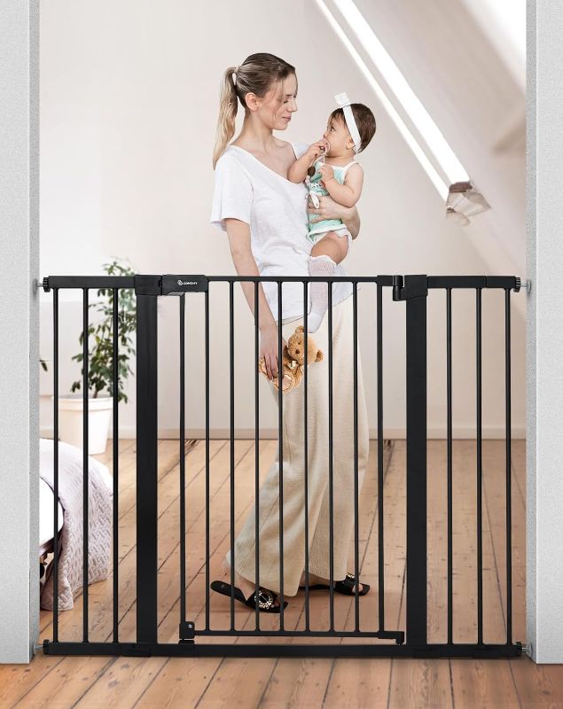Photo 1 of 29.5"-43.3" Extra Wide Safety Baby Gate for Stairs Doorways, Black