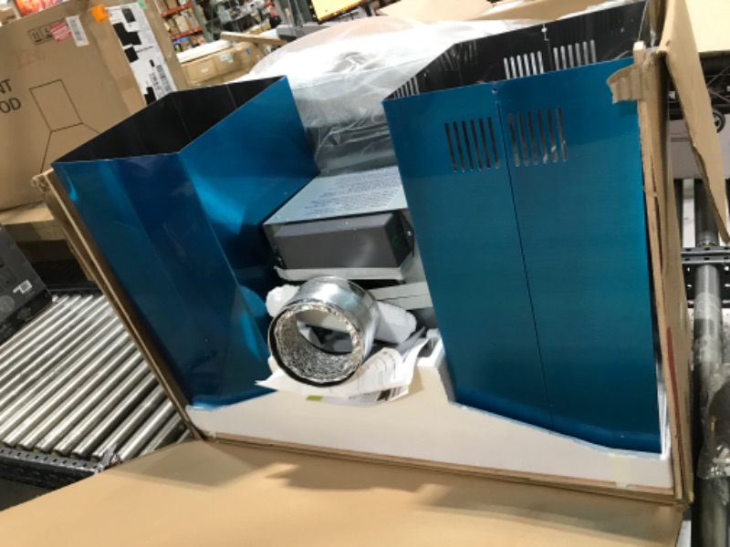 Photo 1 of 36 in. 343 CFM Convertible Island Mount Range Hood with Tempered Glass and Carbon Filters in Stainless Steel
