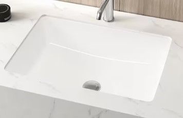 Photo 1 of 22 in. Ceramic Rectangular Undermount Bathroom Sink in White with Overflow Drain
