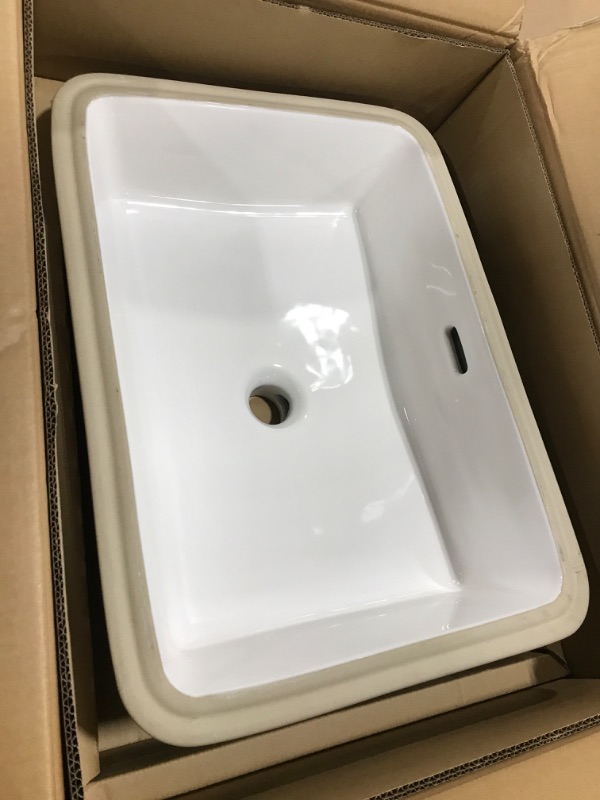 Photo 2 of 22 in. Ceramic Rectangular Undermount Bathroom Sink in White with Overflow Drain
