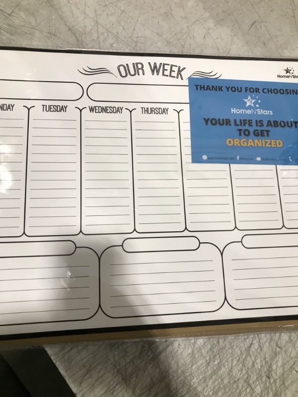 Photo 2 of HomeN’Stars Weekly White Board Dry Erase, Magnetic Weekly Planner for Fridge, Weekly Calendar Whiteboard Planner - Stain Resistant Technology - 3 Fine Tip Markers, Eraser, 10 Icons, 16inchX12inch 16" X 12" White