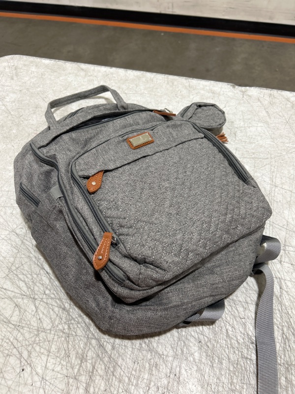 Photo 1 of BabbleRoo Waterproof Diaper Bag Backpack - Baby Essentials Travel Tote - Multi function with Changing Pad, Stroller Straps & Pacifier Case - Unisex, Light Gray
