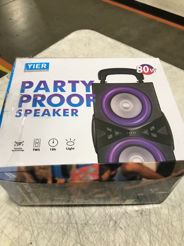 Photo 2 of Bluetooth Speakers, Wireless TWS Portable Speaker with Lights,100dB Loud Subwoofer 80w(Peak) Stereo Sound, Bassup Technology, Long Playtime for Outdoor Party
