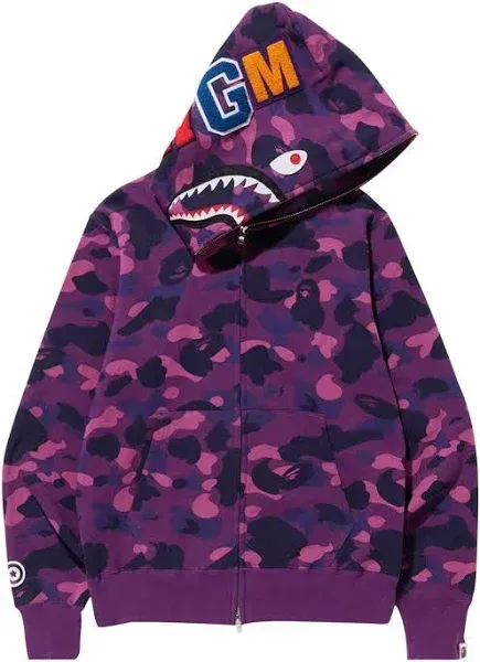 Photo 1 of AICSOLL Ape Hoodie Full Zip Up Hooded Jacket Shark Mouth Jacket Fashion Street Wear Camo Sweatshirts for Men/Women - Small