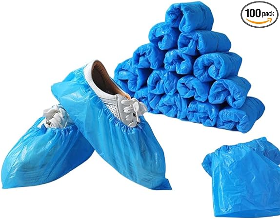 Photo 1 of 100Pcs 50 Pairs Disposable Shoe Covers Boot Cover Waterproof,Dust proof,Non-slip,CPE Booties Shoes Protectors Coverings,The Size Fit Most
