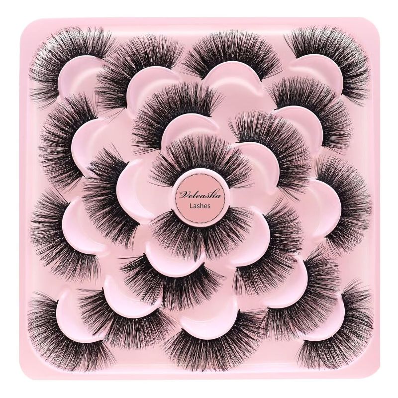 Photo 1 of 10 Pairs Natural Fluffy False Eyelashes Soft Wispy Lashes 3D Faux Mink Full Lashes Pack (BC106)