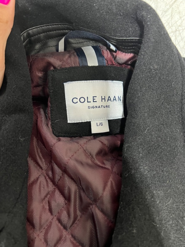 Photo 2 of Cole Haan Men's Button Up Wool Plush Car Coat Large Royal Black Size L 