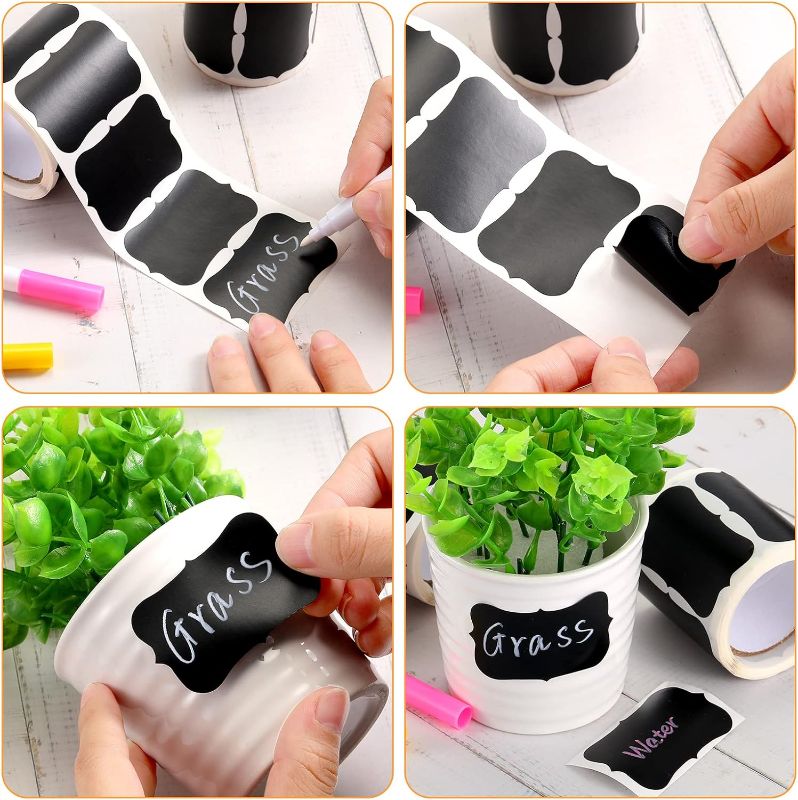 Photo 1 of 240 Pieces Chalkboard Labels Waterproof Blackboard Reusable Sticker Organizing Chalkboard Labels for Jars Storage Labels for Plastic Containers