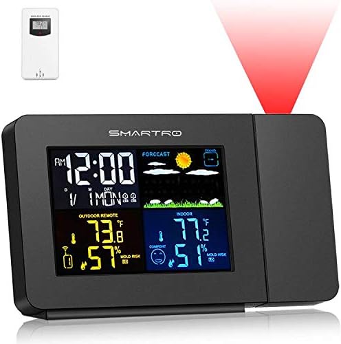 Photo 1 of SMARTRO SC91 Projection Alarm Clock for Bedrooms with Weather Station, Wireless Indoor Outdoor Thermometer, Temperature Humidity Monitor Gauge Hygrometer