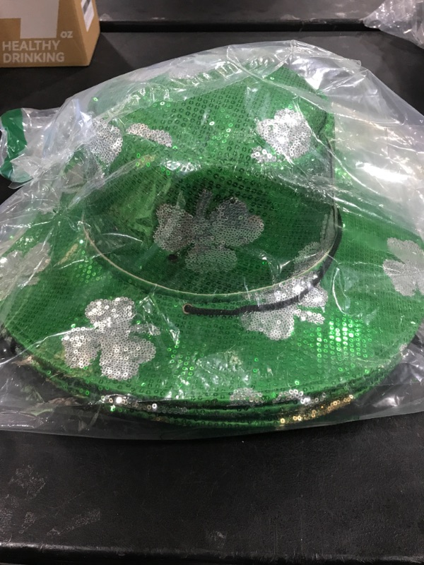 Photo 1 of St. Patrick's Day Sequin Adult Cowboy Hat light up pack of 4