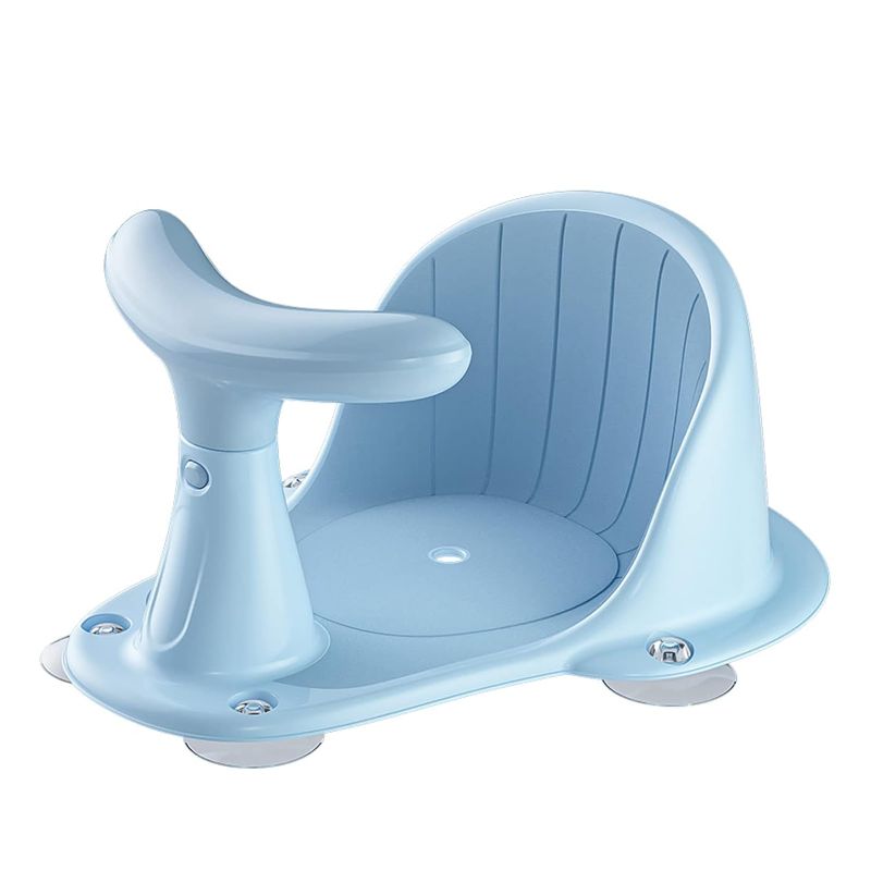 Photo 1 of Leingee Baby Bath Seat with Thermometer, Portable Toddler Child Bathtub Seat for 6-18 Months with Comfortable Backrest & Stable Suction Cup (Blue)
