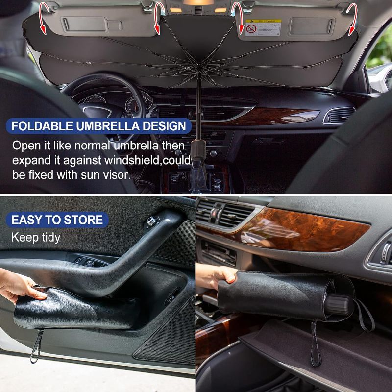 Photo 1 of 
Car Sun Shade Windshield, Shield Car Sunshades Icnice Heat UV Reflecting Car Umbrella Interior Protector Automotive Sun Protection Foldable Front Shade M&L Size Fit Most Vehicles 
