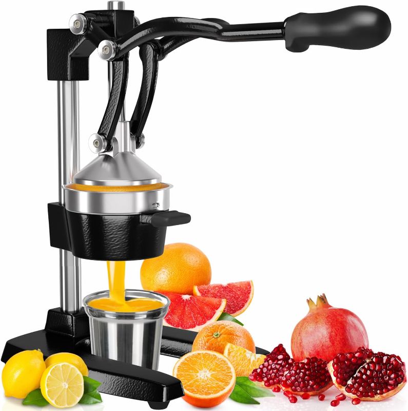 Photo 1 of 
Eurolux Cast Iron Citrus Juicer | Extra-Large Commercial Grade Manual Hand Press | Heavy Duty Countertop Squeezer for Fresh Orange Juice (Bonus Stainless Steel Cup) (Black)