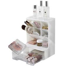 Photo 1 of Skin care Makeup Organizer, Large Capacity with Drawers for Vanity, Makeup Brush, Nail Polish and Beauty Supplies Holder for Lipstick, Brushes, Lotions, Eyeshadow, and Jewelry (White Transparent)