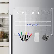 Photo 1 of Acrylic Magnetic Dry Erase Board for Fridge, 17''x12'' Clear Note Board with Calender