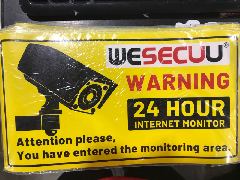 Photo 1 of WESECUU 6 Pcs No Trespassing Warning Sign, Warning Sign Sticker for Camera Monitoring System, Video Surveillance Sign for Office