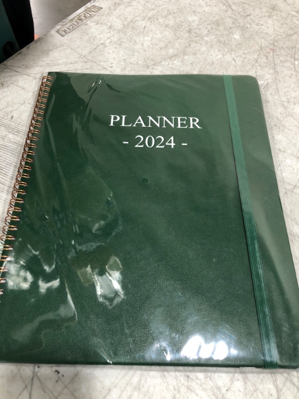 Photo 2 of Planner 2024 - Weekly & Monthly Planner from January 2024 to December 2024, 9 x 11", 12 Monthly Tabs, Inner Pocket, Flexible PU Leather Cover with Twin-Wire Binding, Green Monthly Planners 2024 9" x 11" Green