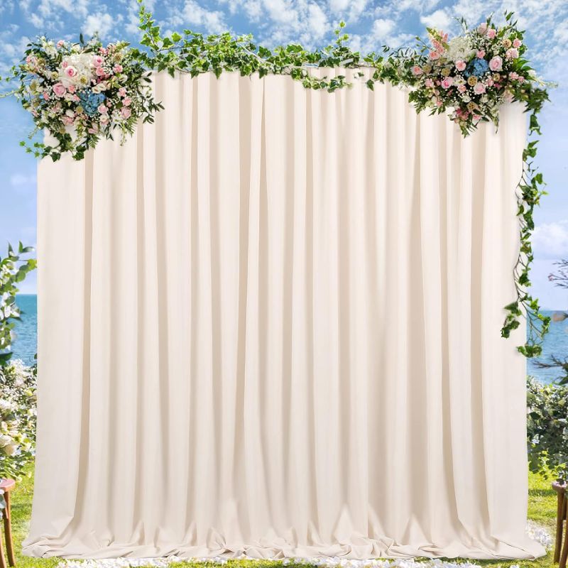 Photo 1 of Backdrop Curtain Polyester Photography Backdrop Drapes Water Resistant Background Curtains for Outdoor Wedding Parties Decoration ?5ft×10ft, 2 Panels,Ivory?