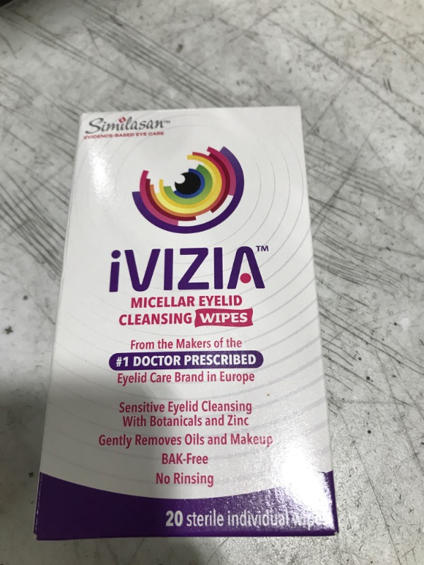 Photo 2 of iVIZIA Eyelid Cleansing Wipes for Sensitive Eyelid Cleansing, Preservative-Free, Micellar, No Rinse, Gentle Eye Makeup Remover, 20 Sterile Single-Use Wipes for Eyelids 20 Count (Pack of 1)