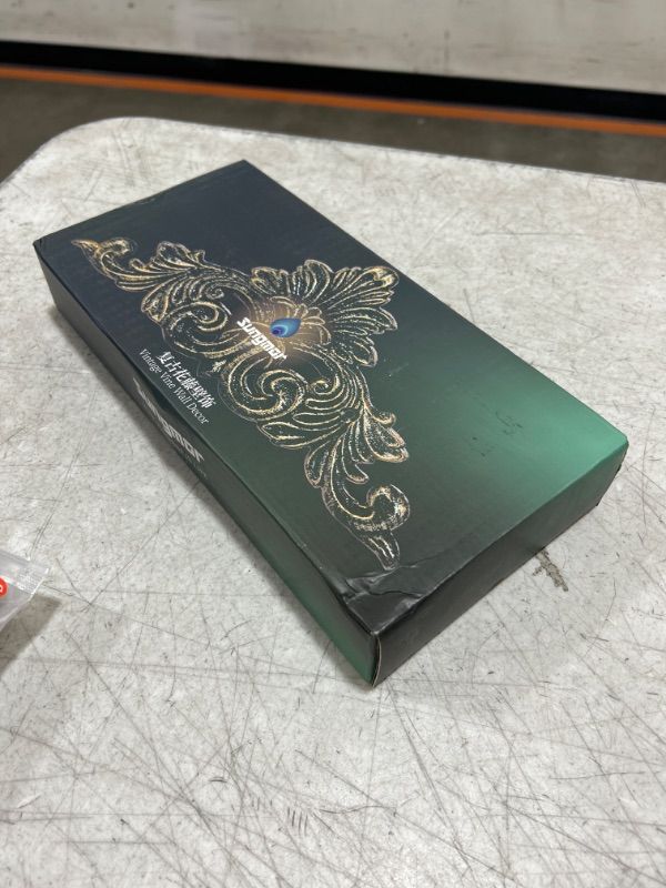 Photo 1 of Sungmor 11.8 Inch Large Corner Onlay Furniture Appliques, Vintage Cast Iron Frame Decal for Wall Door Cabinet Mirror Closet Wardrobe Dresser Mantel Staircase Decoration, 4-Pack Pretty Carving Plaques Antique White-11.8 inch-4pcs