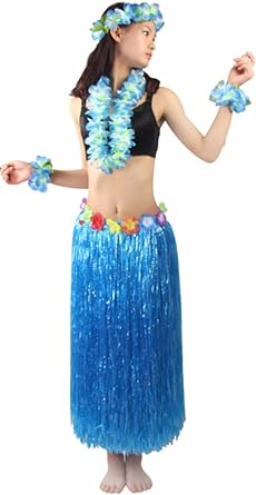 Photo 1 of 5pcs/ Set Women's Hawaiian Luau Elastic Grass Hula Skirt 80cm
